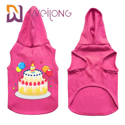 Красочный резиновый Hoodie любимца дня рождения печати подгонял розовый Hoodie собаки