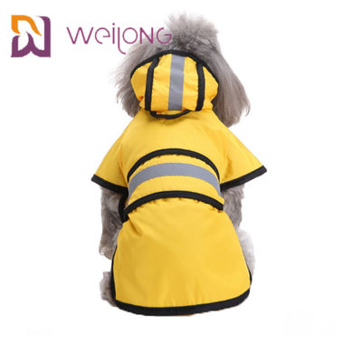 Отражательный Striped плащ желтой собаки с куртками PU клобука кожаными облегченными