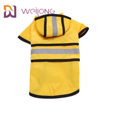Отражательный Striped плащ желтой собаки с куртками PU клобука кожаными облегченными